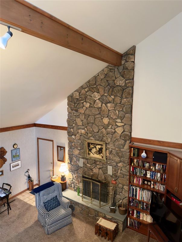 Fireplace, Interior, Stone Walls, Wooden Beams