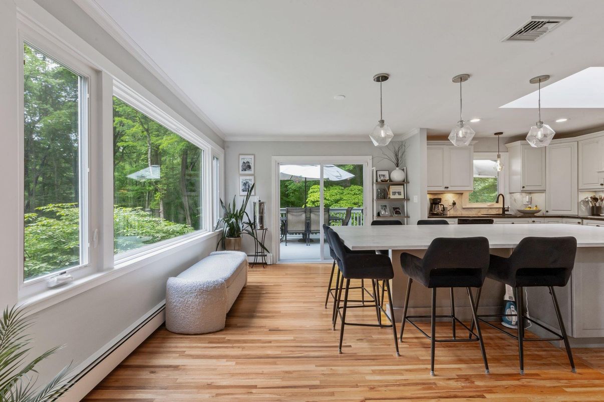 Interior, Kitchen, Pendant Lights, Wood Texture Flooring