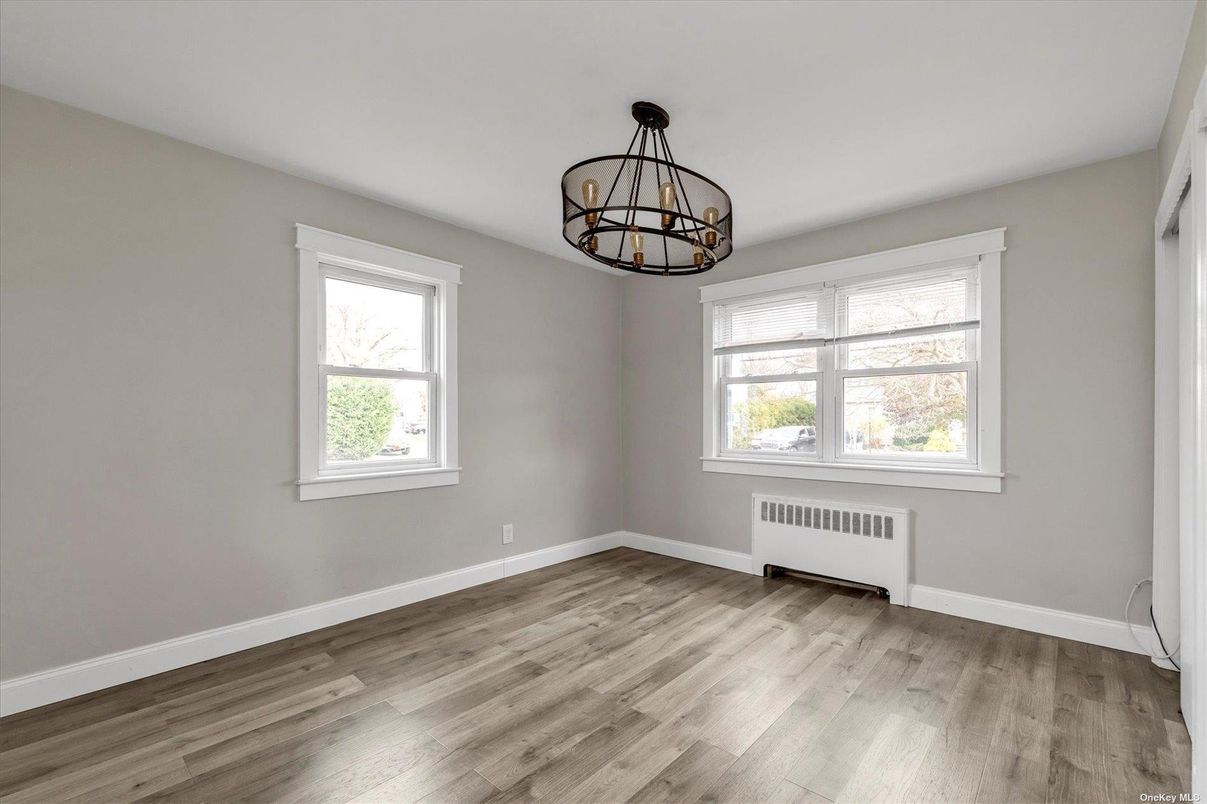 Chandelier, Empty room, Interior, Pendant Lights, Wood Texture Flooring