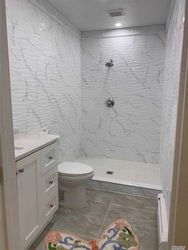 Bathroom, Interior, Marble Walls, Recessed Lighting