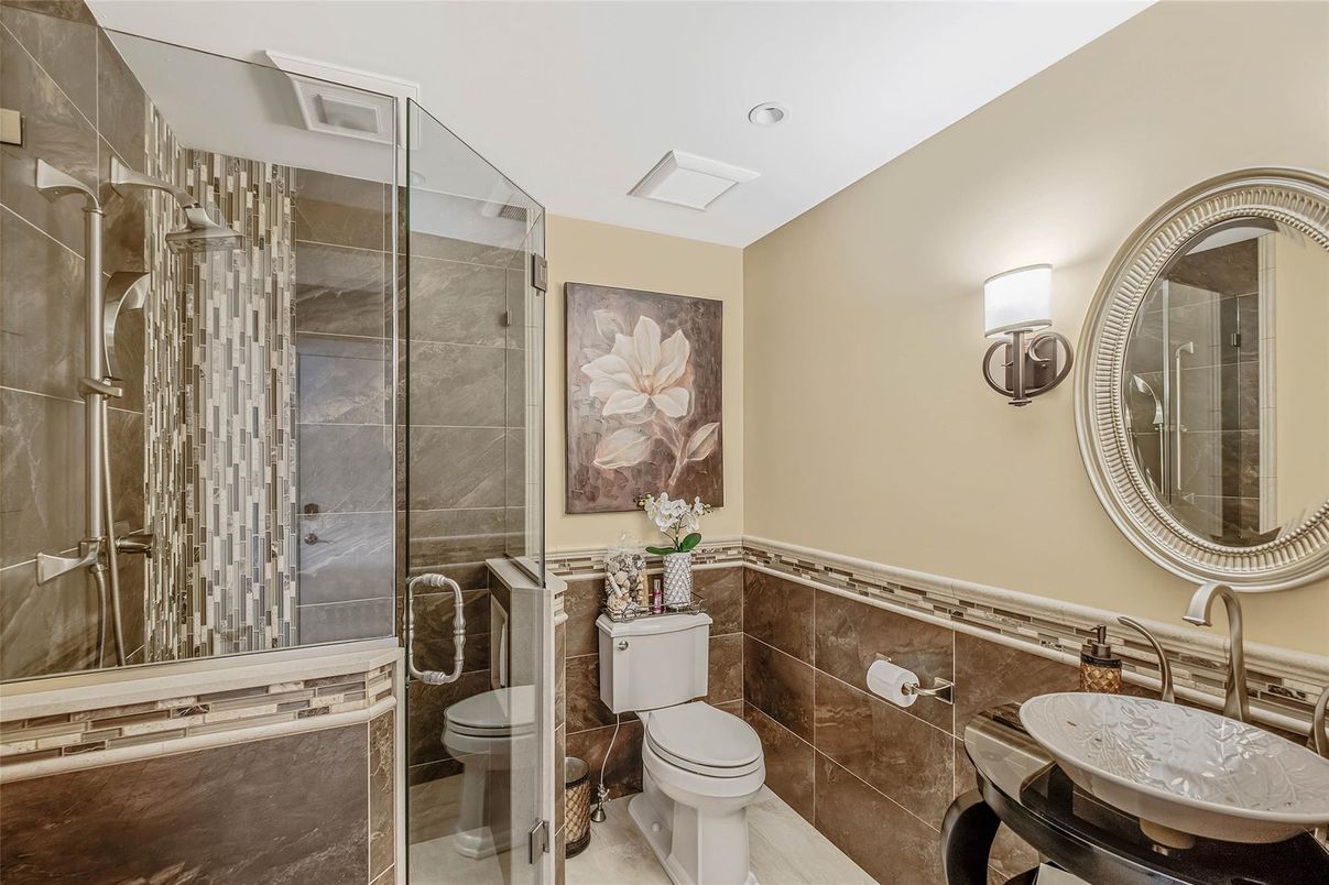 Bathroom, Glass Shower, Interior, Recessed Lighting