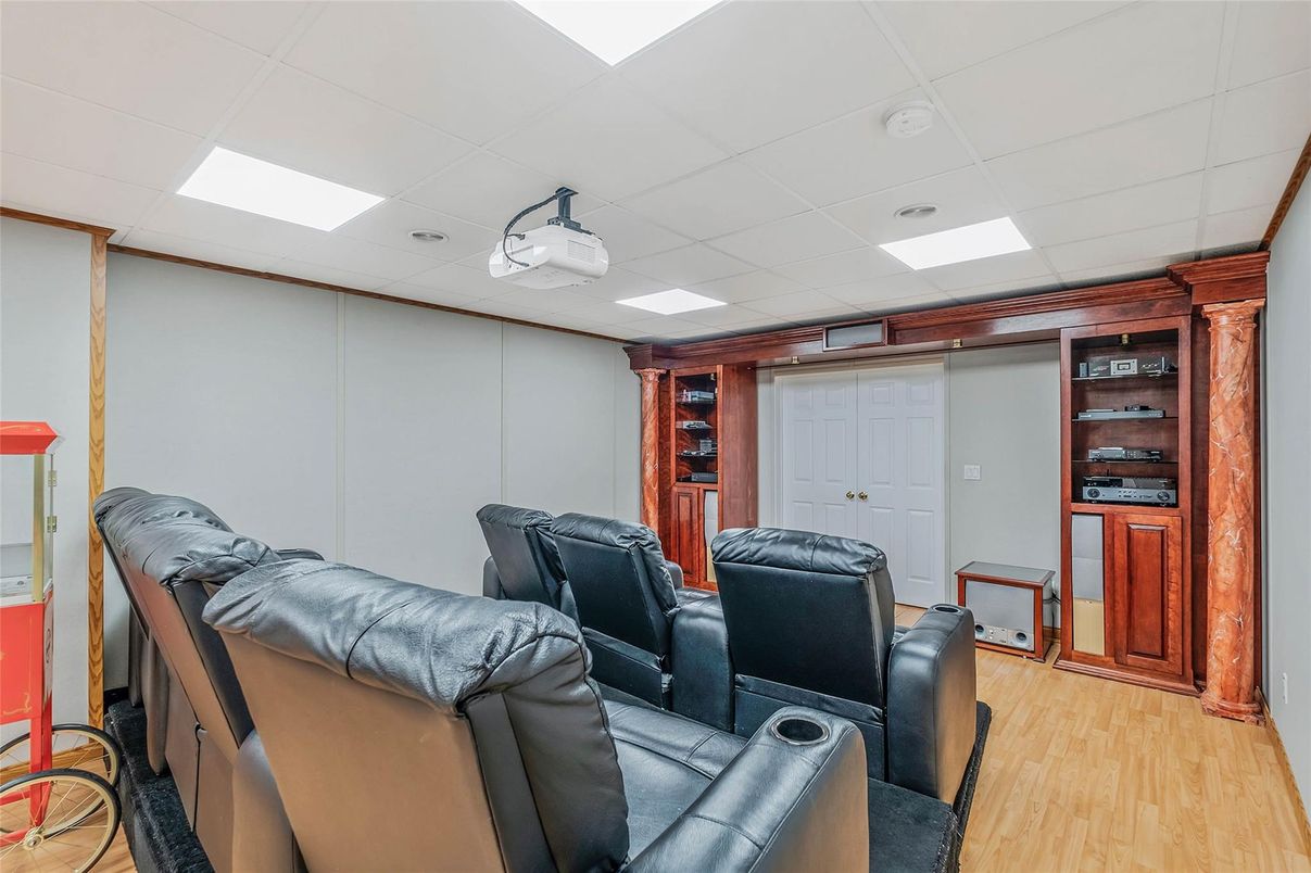 Home Theatre Room, Interior, Recessed Lighting, Theatre Room, Wood Texture Flooring