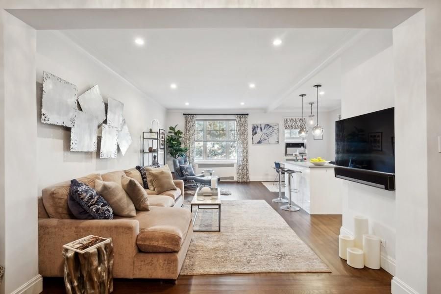 Interior, Kitchen, Living room, Pendant Lights, Recessed Lighting, Stainless Steel Appliances, Wood Texture Flooring
