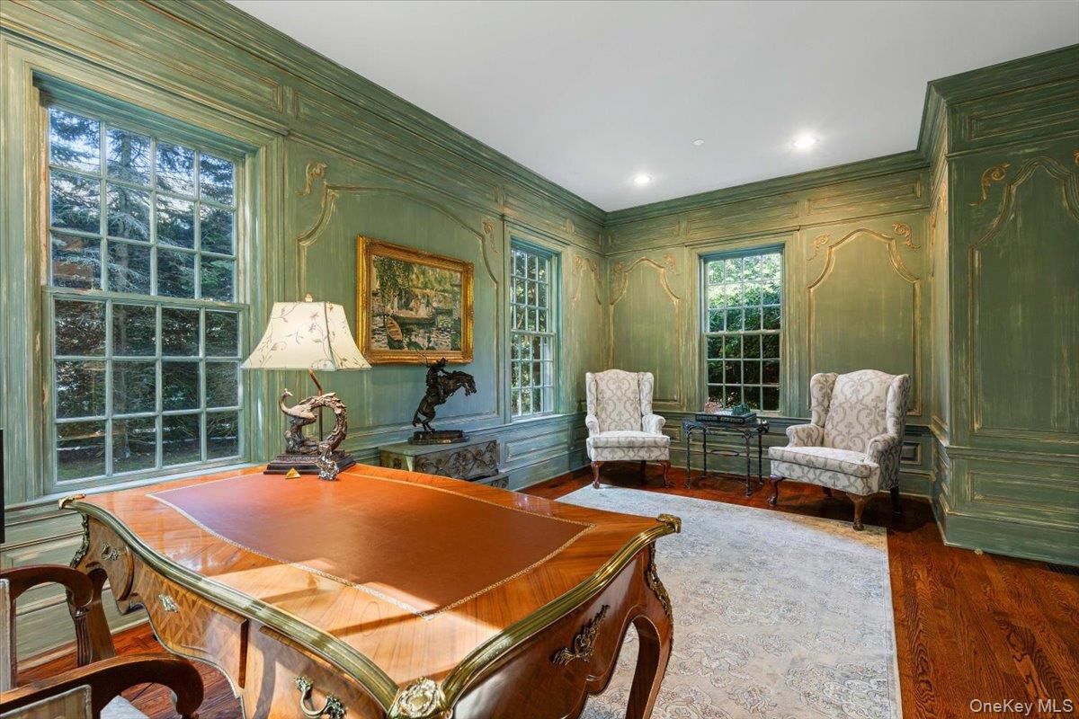 Home Office, Interior, Recessed Lighting, Wood Texture Flooring