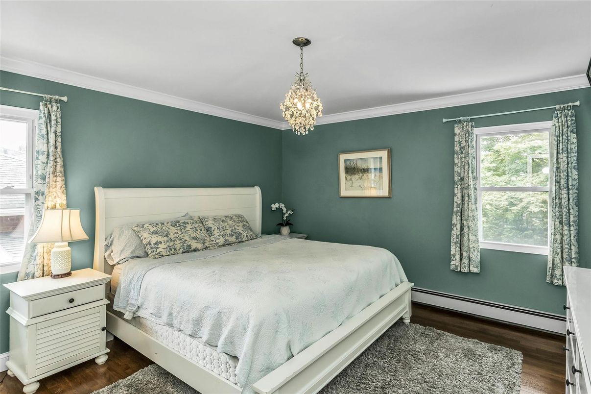 Bedroom, Chandelier, Interior, Pendant Lights, Wood Texture Flooring