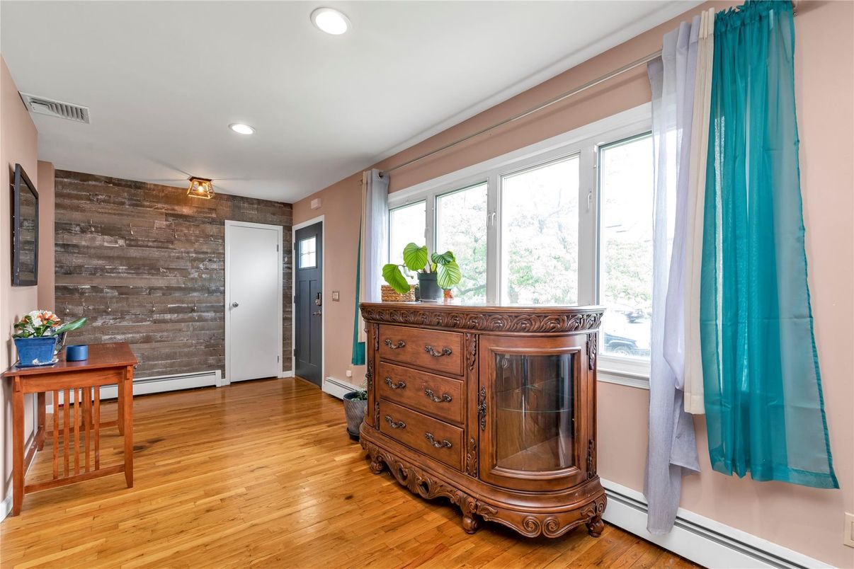 Interior, Recessed Lighting, Stone Walls, Wood Texture Flooring