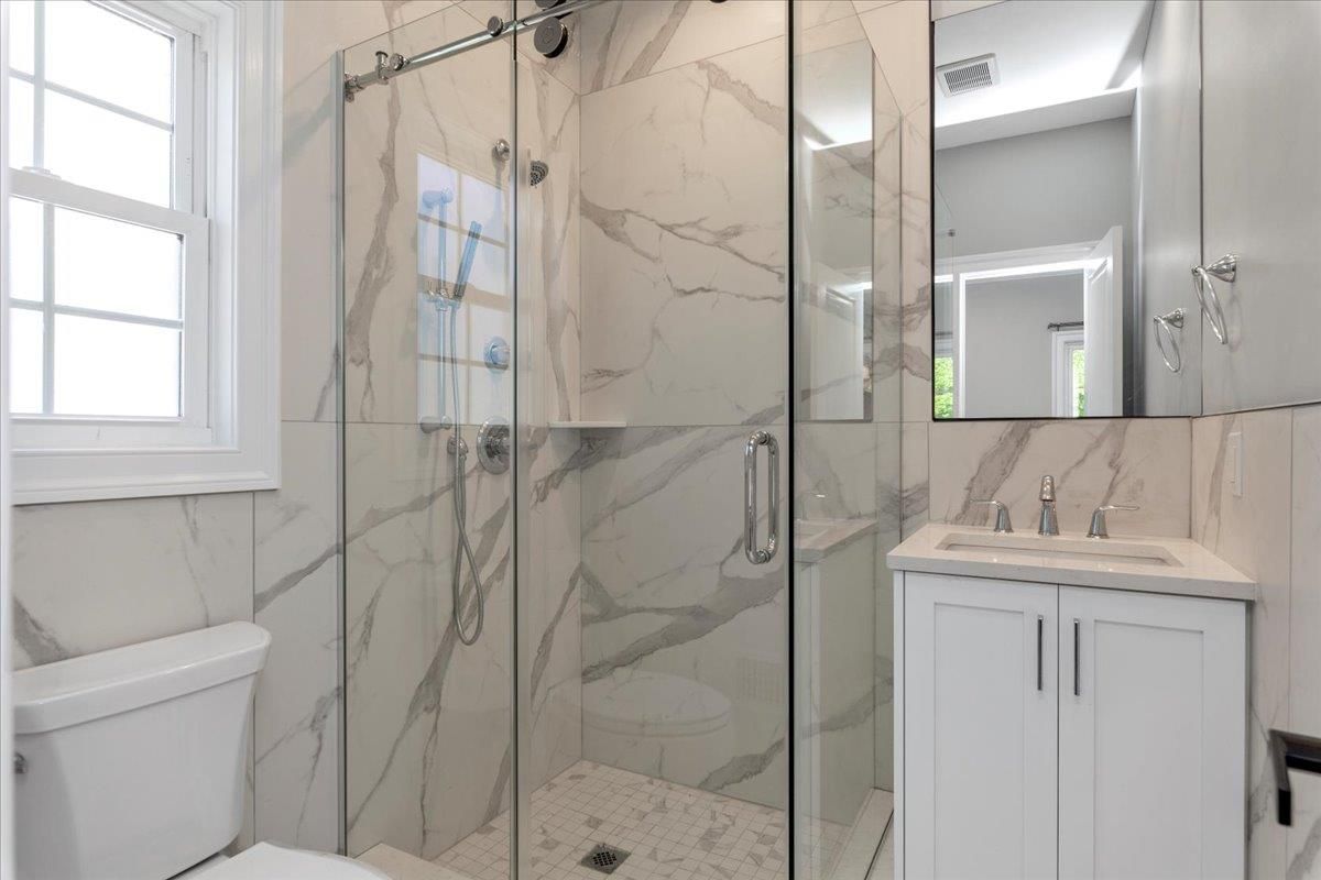 Bathroom, Glass Shower, Interior, Marble Walls