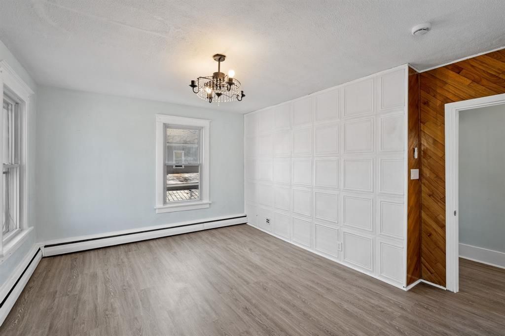 Chandelier, Empty room, Interior, Wood Texture Flooring, Wooden Walls