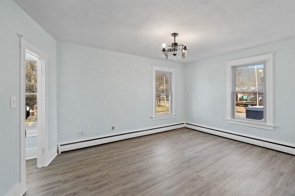 Chandelier, Empty room, Interior, Wood Texture Flooring