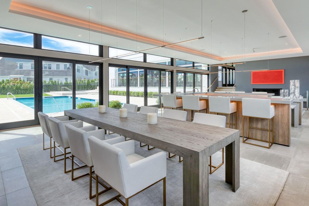 Dining room, Interior, Pendant Lights, Recessed Lighting, Water