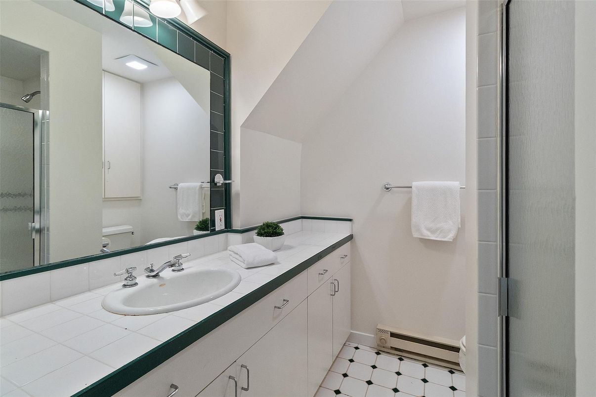 Bathroom, Dual Sink Vanities, Glass Shower, Interior, Tile Countertops