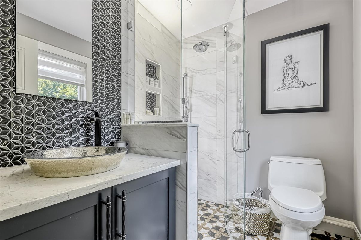 Bathroom, Glass Shower, Interior, Marble Walls