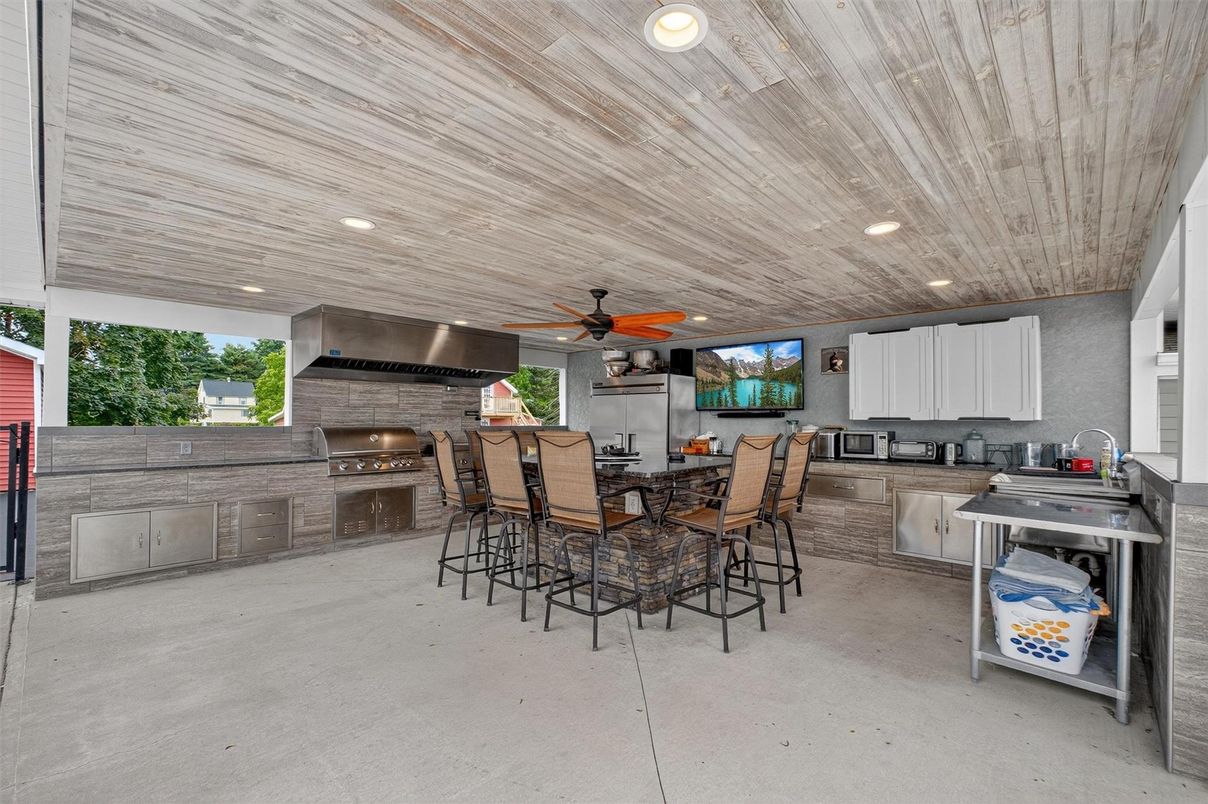 Exterior, Fireplace, Interior, Kitchen, Recessed Lighting