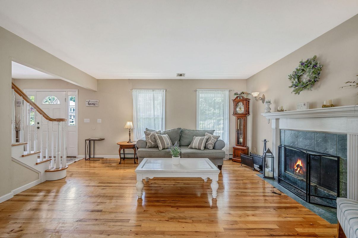 Fireplace, Interior, Living room, Wood Texture Flooring