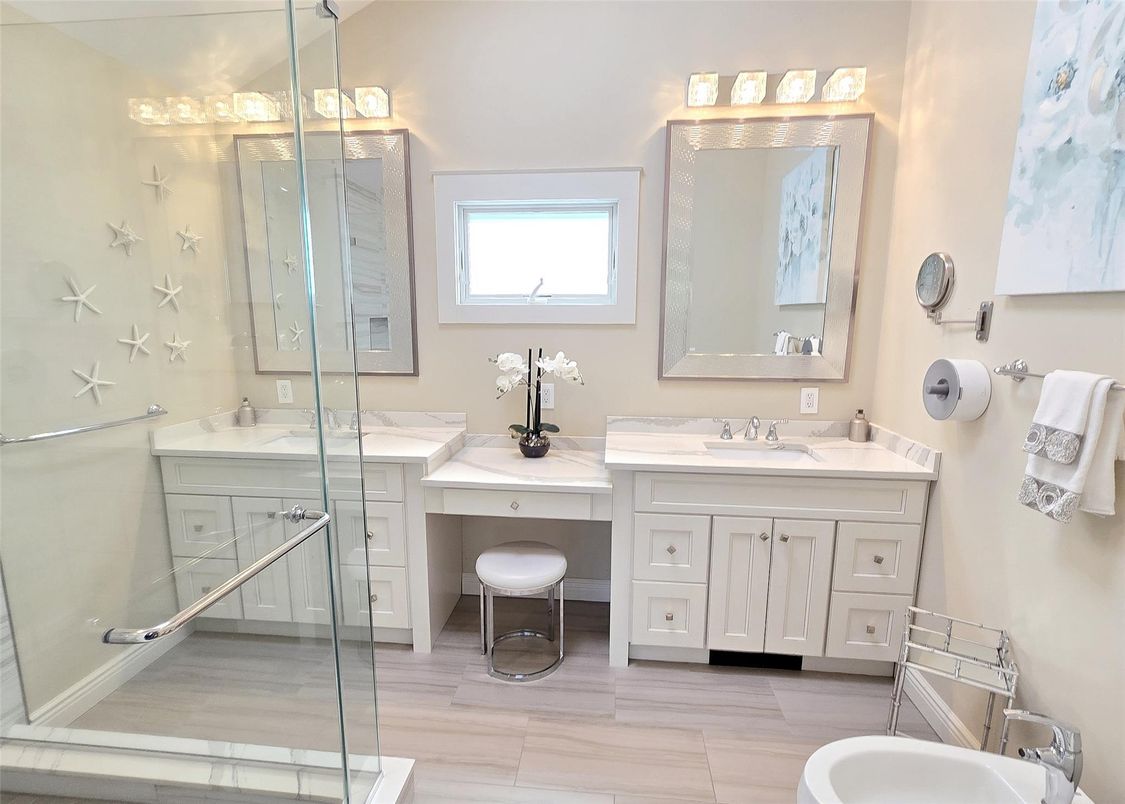 Bathroom, Dual Sink Vanities, Glass Shower, Interior