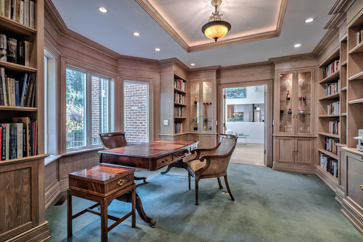 Home Office, Interior, Recessed Lighting, Wooden Walls
