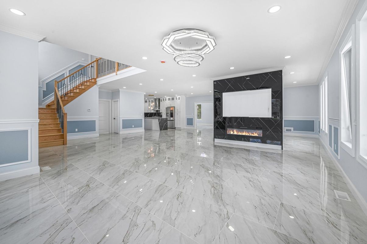Fireplace, Interior, Marble, Marble Walls, Pendant Lights, Recessed Lighting