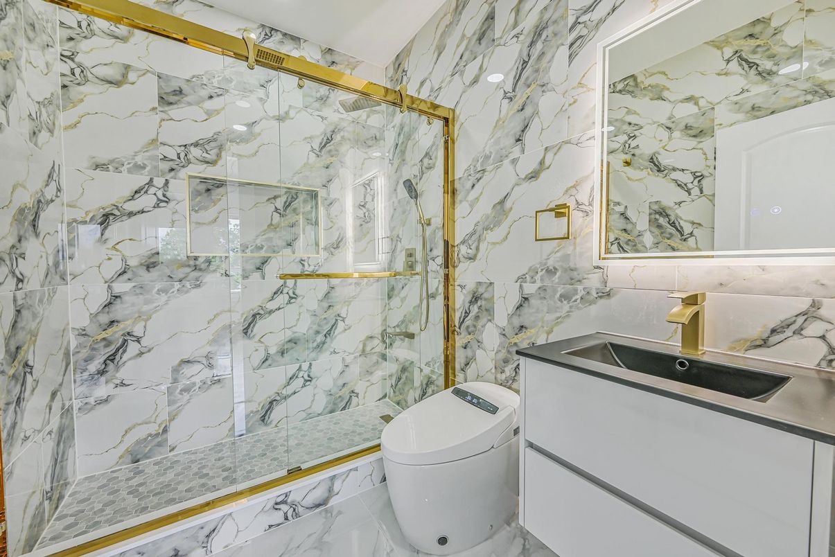 Bathroom, Glass Shower, Interior, Marble, Marble Walls
