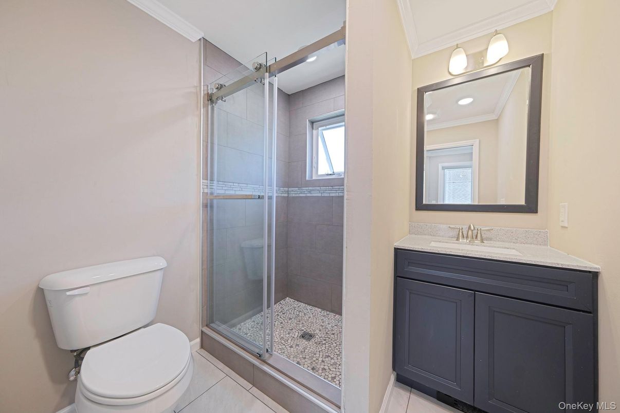 Bathroom, Glass Shower, Interior, Recessed Lighting