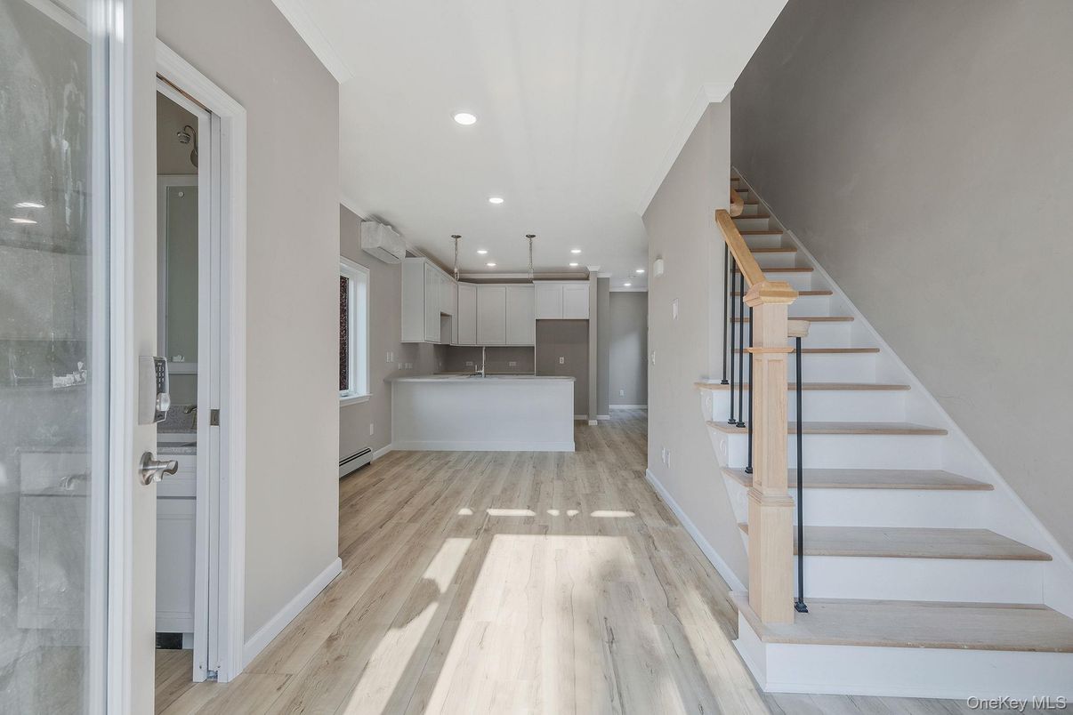 Interior, Kitchen, Pendant Lights, Recessed Lighting, Wood Texture Flooring