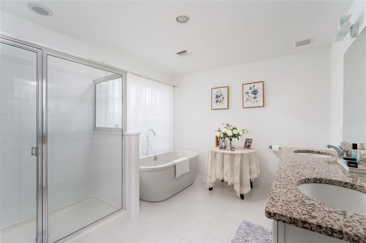 Bathroom, Dual Sink Vanities, Free Standing Baths, Glass Shower, Interior