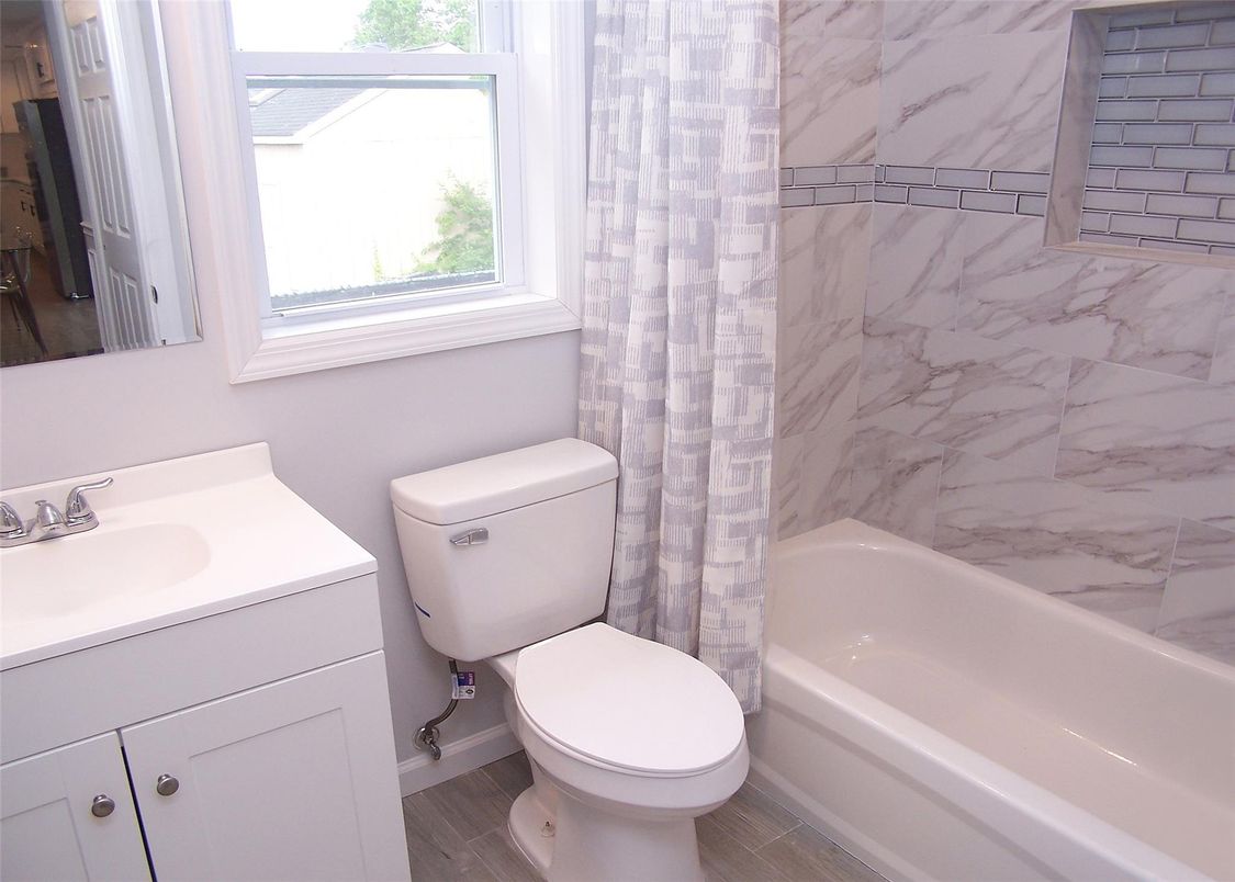 Bathroom, Interior, Marble Walls, Wood Texture Flooring