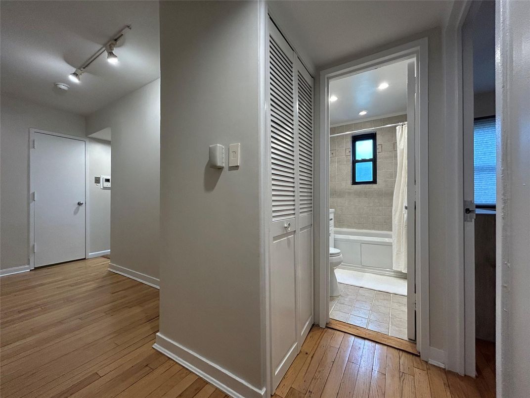 Bathroom, Interior, Recessed Lighting, Wood Texture Flooring