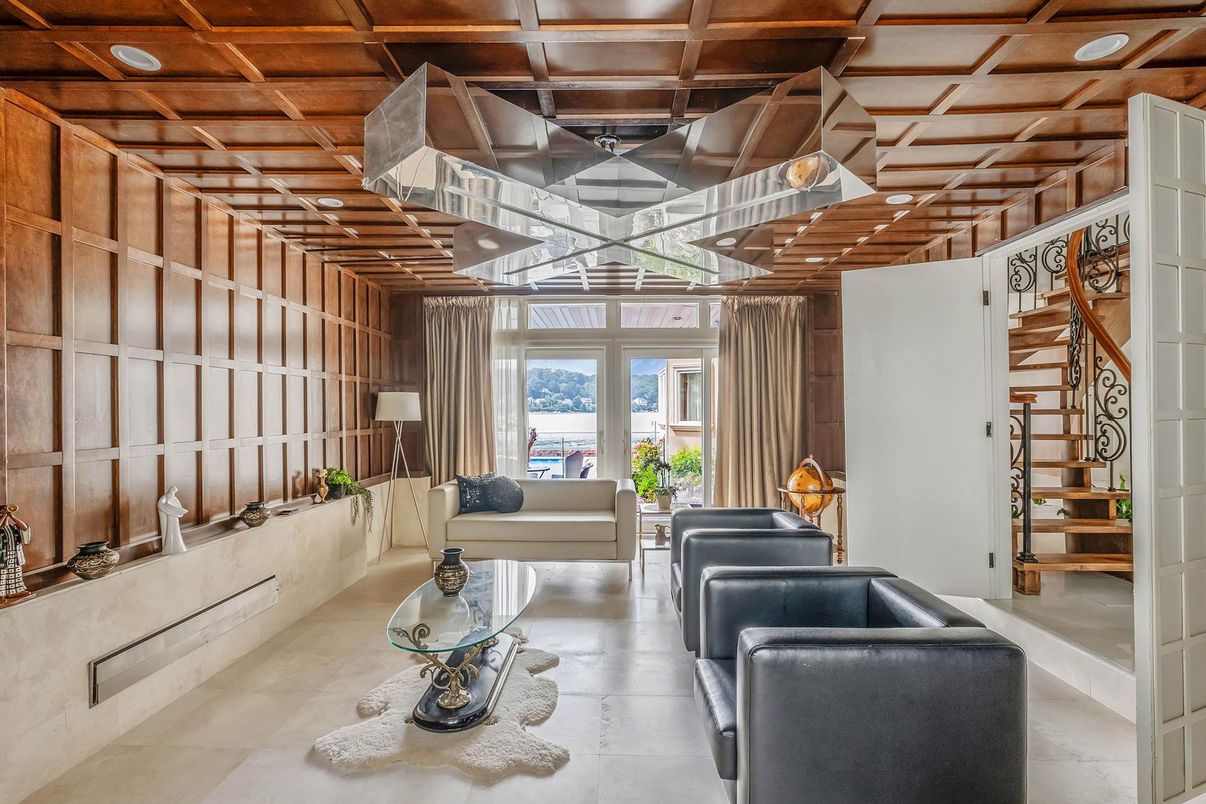Interior, Living room, Recessed Lighting, Wooden Beams, Wooden Ceilings