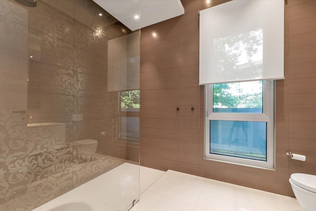 Bathroom, Glass Shower, Interior, Recessed Lighting