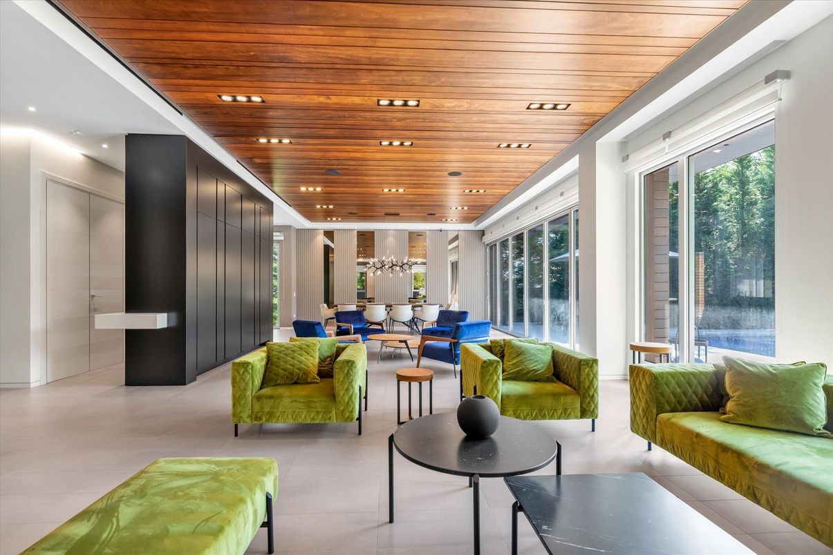 Dining room, Interior, Living room, Recessed Lighting, Wooden Ceilings