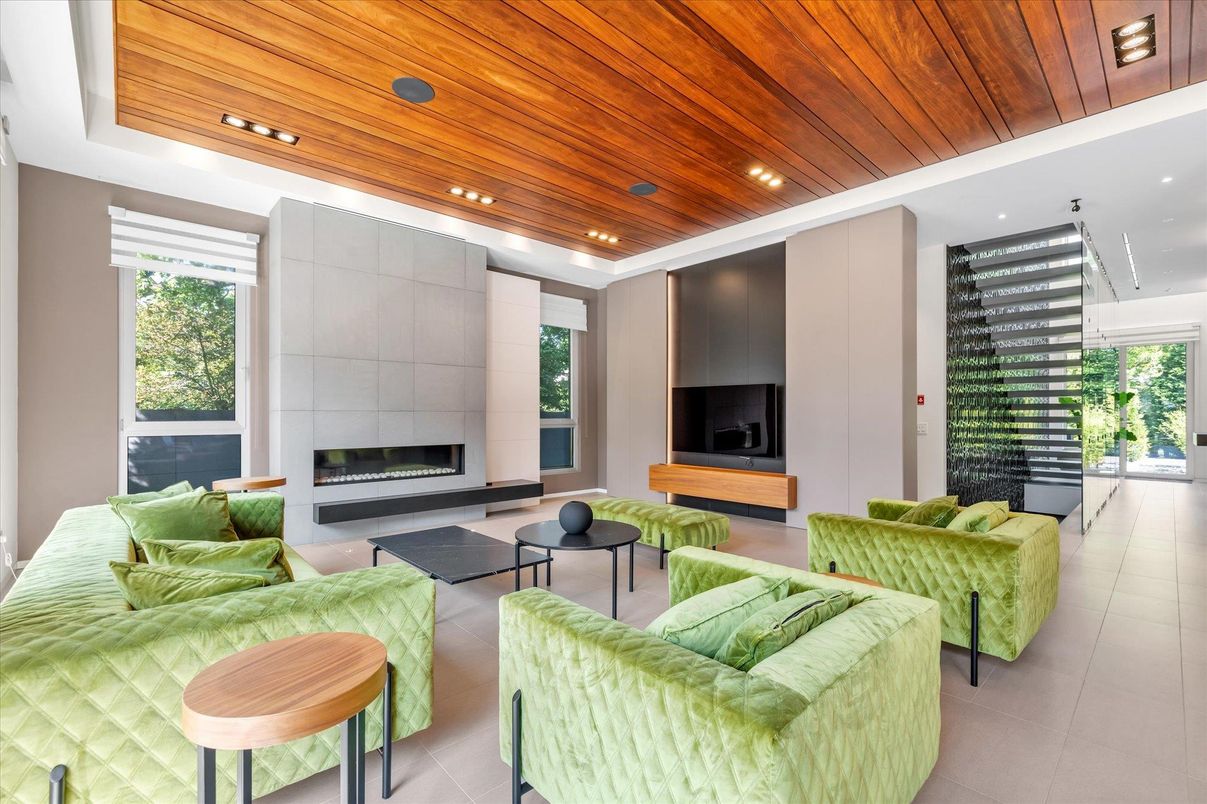 Fireplace, Interior, Living room, Recessed Lighting, Wooden Ceilings