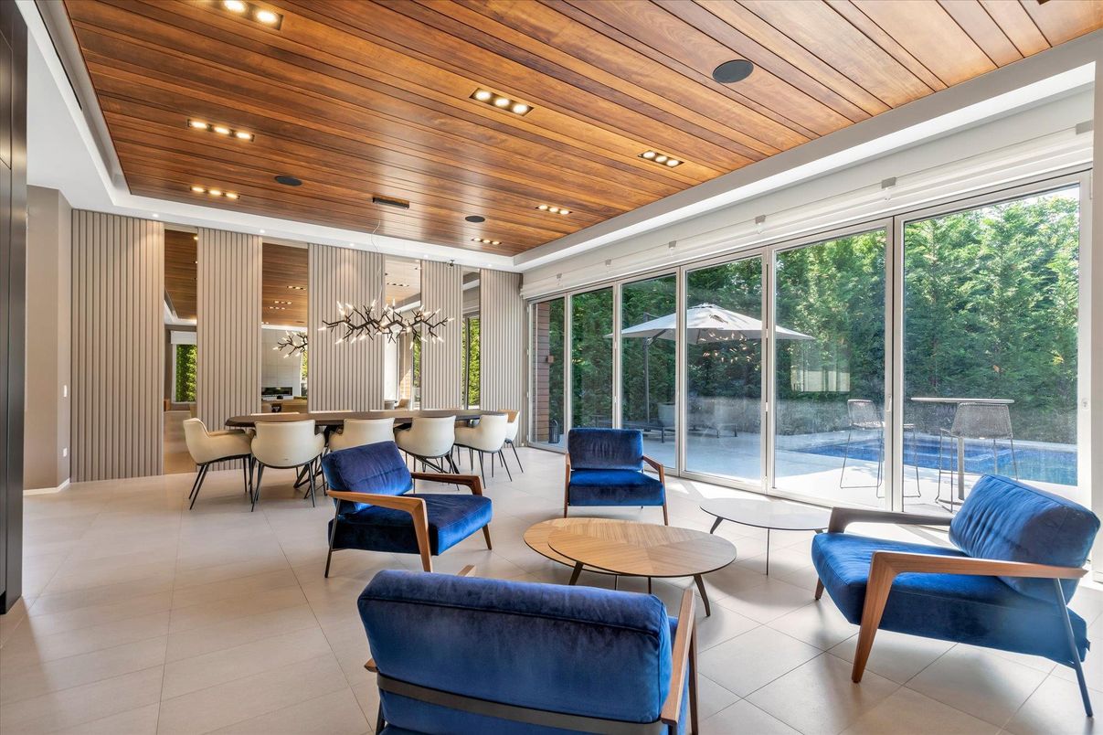Dining room, Interior, Recessed Lighting, Wooden Ceilings