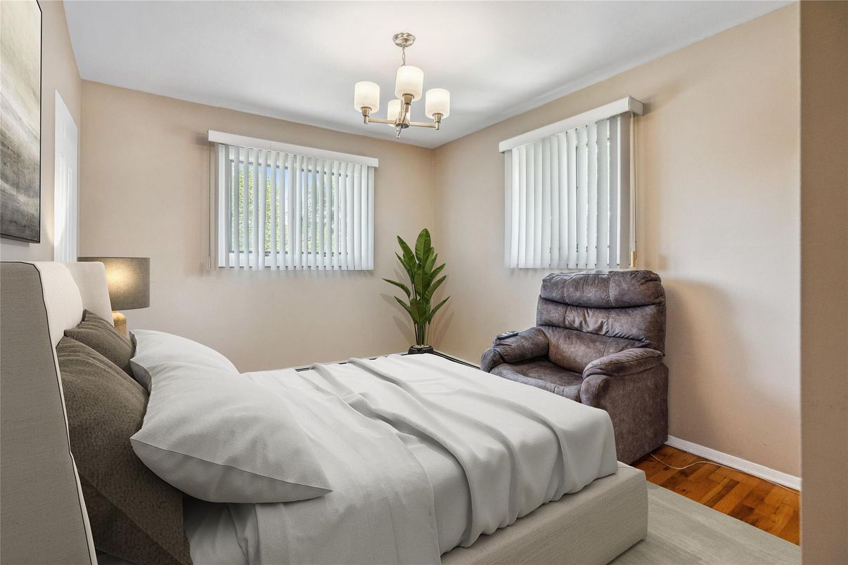 Bedroom, Chandelier, Interior, Wood Texture Flooring