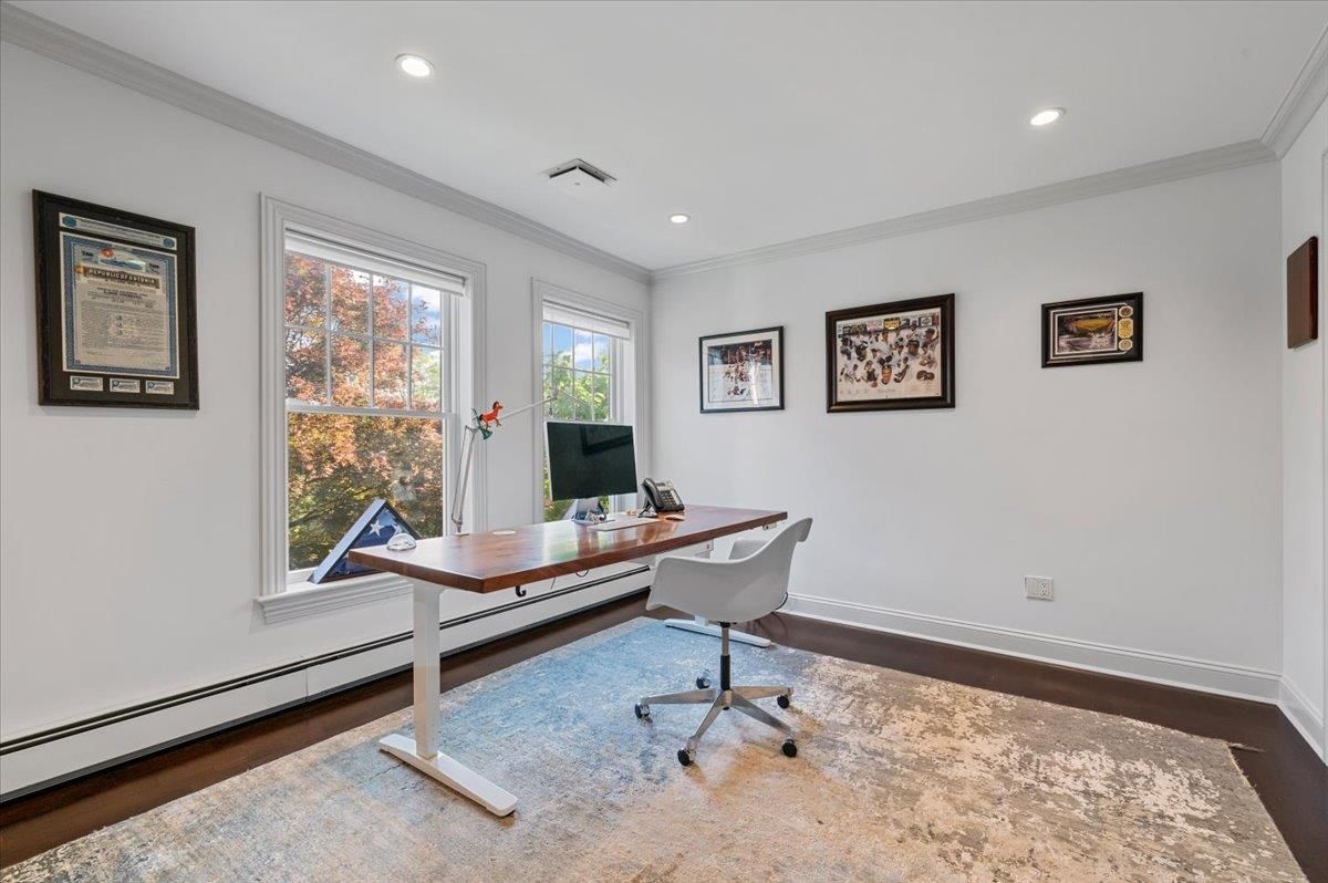 Home Office, Interior, Recessed Lighting, Wood Texture Flooring