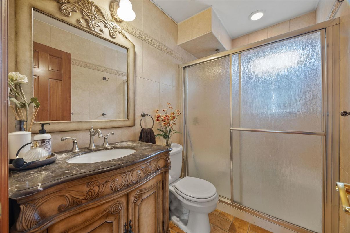 Bathroom, Glass Shower, Interior, Recessed Lighting