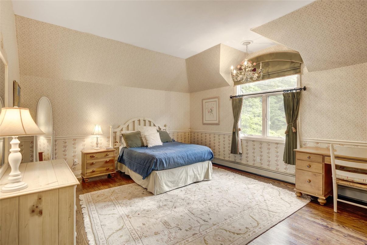 Bedroom, Chandelier, Interior, Wood Texture Flooring