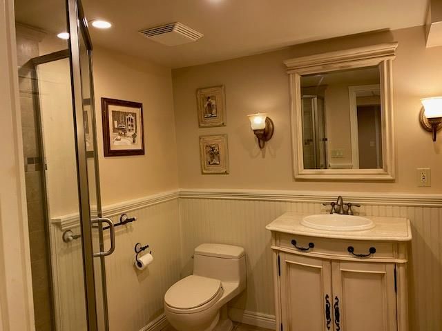 Bathroom, Glass Shower, Interior, Recessed Lighting