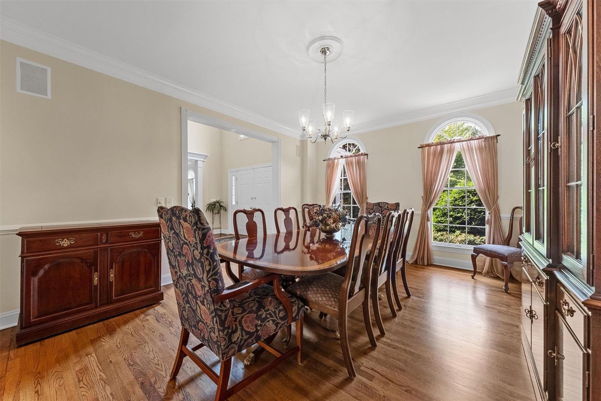 Chandelier, Dining room, Interior, Pendant Lights, Wood Texture Flooring