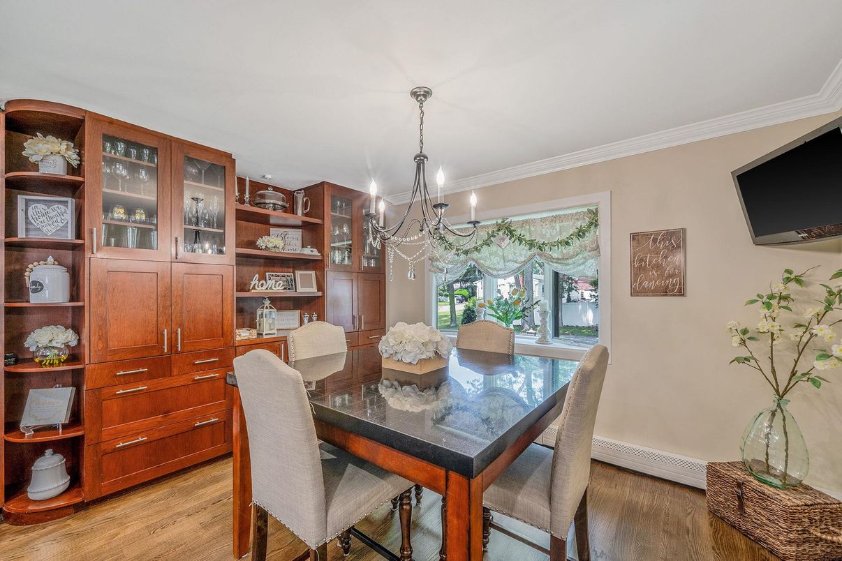 Chandelier, Dining room, Interior, Wood Texture Flooring