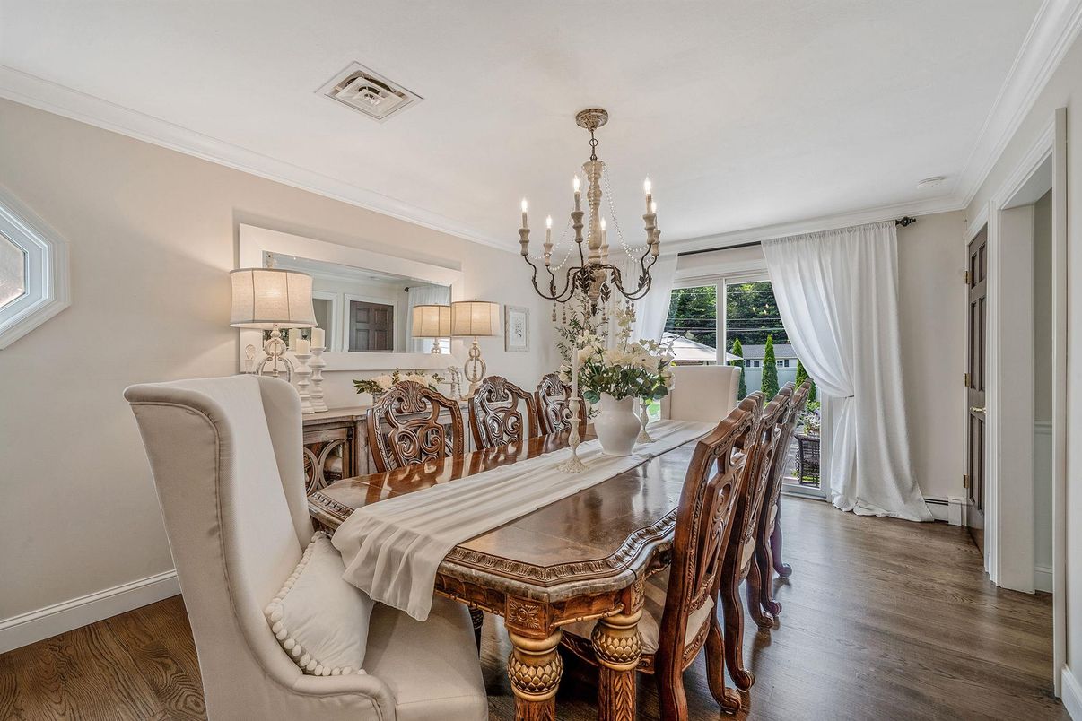 Chandelier, Dining room, Interior, Wood Texture Flooring