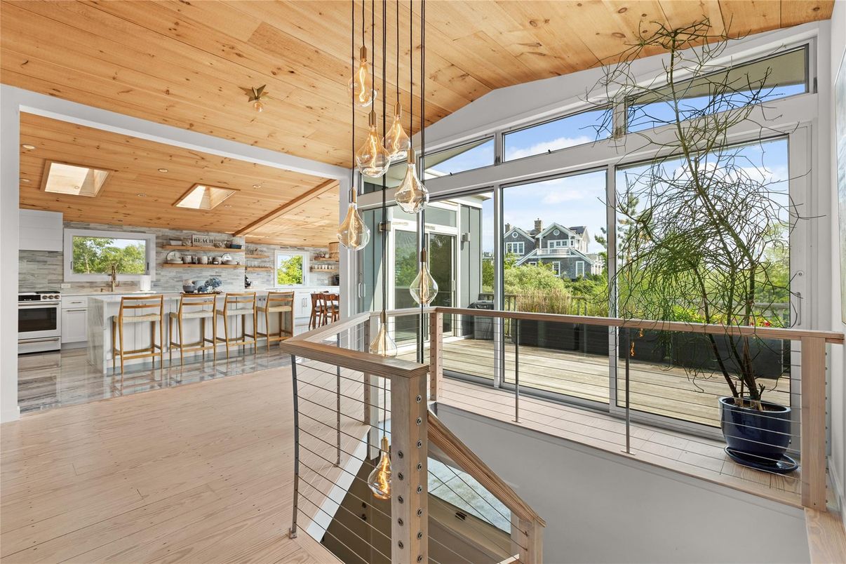 Interior, Kitchen, Pendant Lights, Wooden Ceilings, Wood Texture Flooring