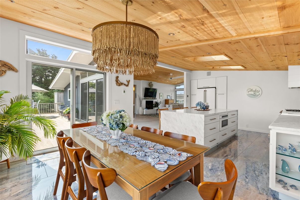 Chandelier, Dining room, Interior, Wooden Ceilings