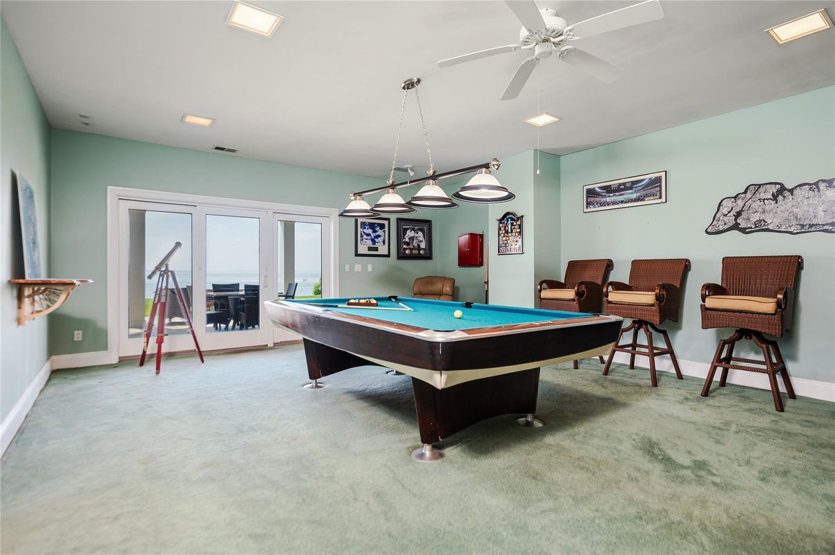 Billiard Table, Game Room, Interior, Pendant Lights, Recessed Lighting