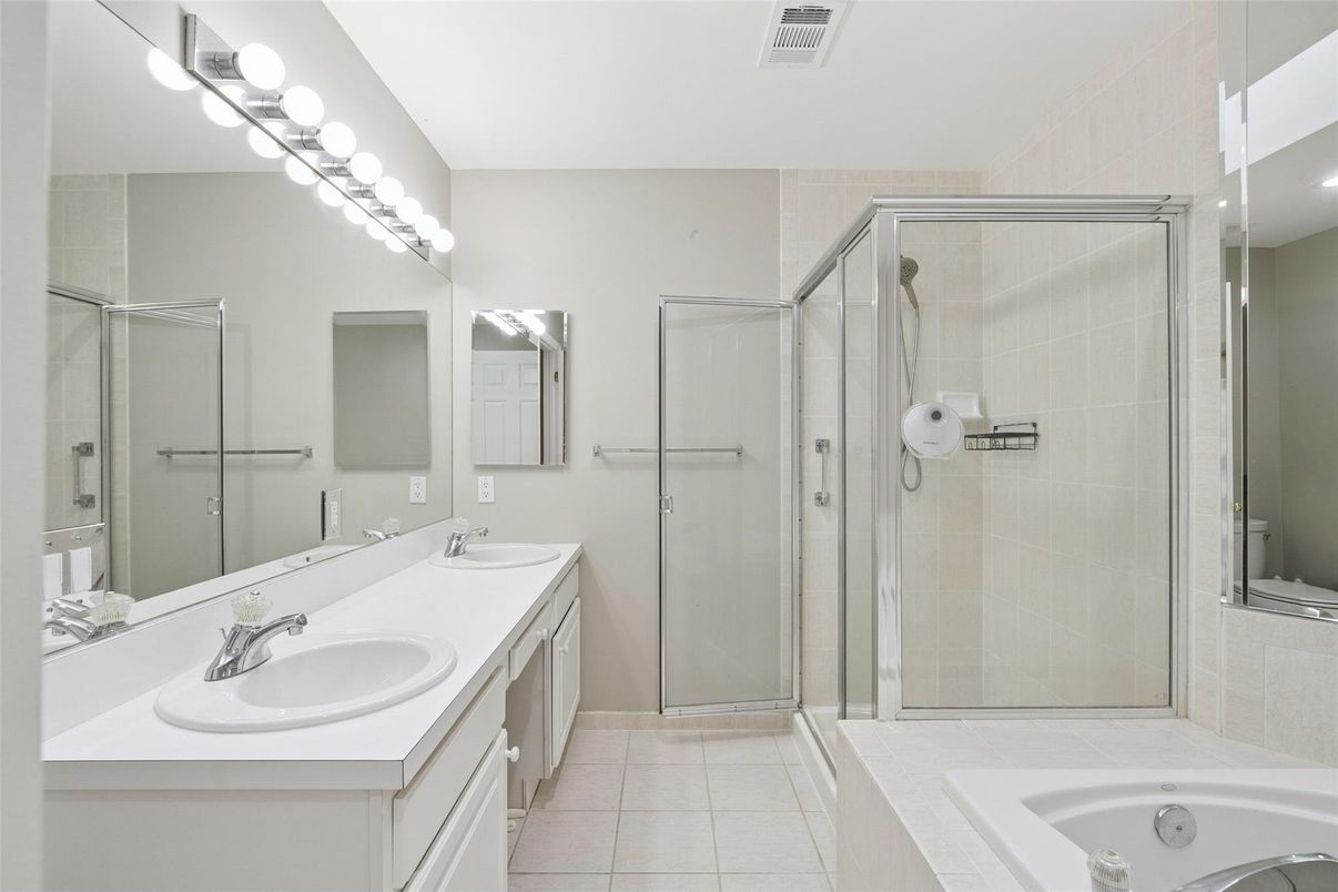 Bathroom, Dual Sink Vanities, Glass Shower, Interior