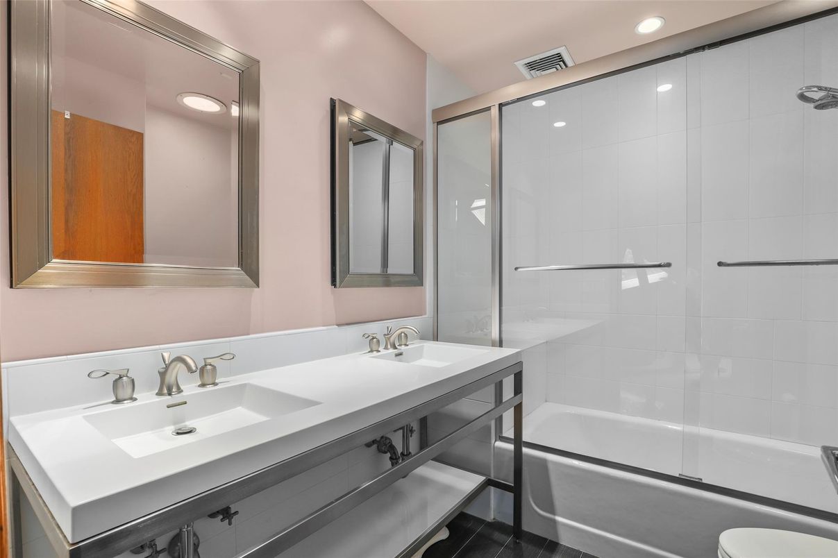 Bathroom, Glass Shower, Interior, Recessed Lighting