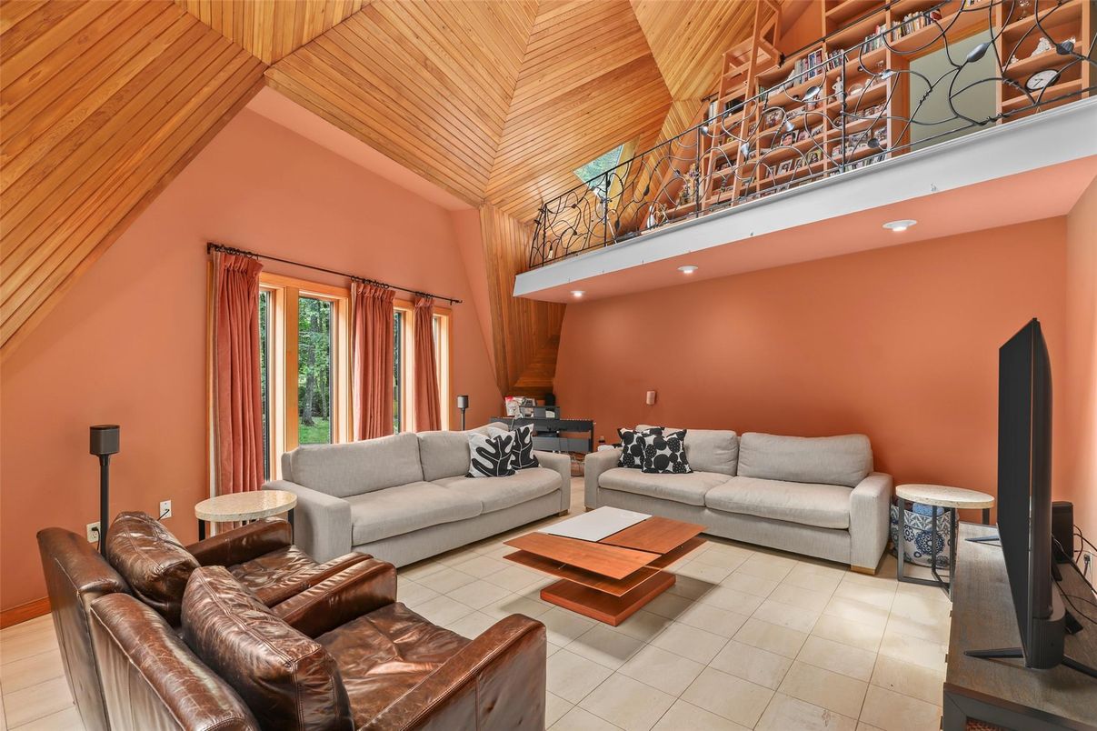Interior, Living room, Recessed Lighting, Wooden Ceilings