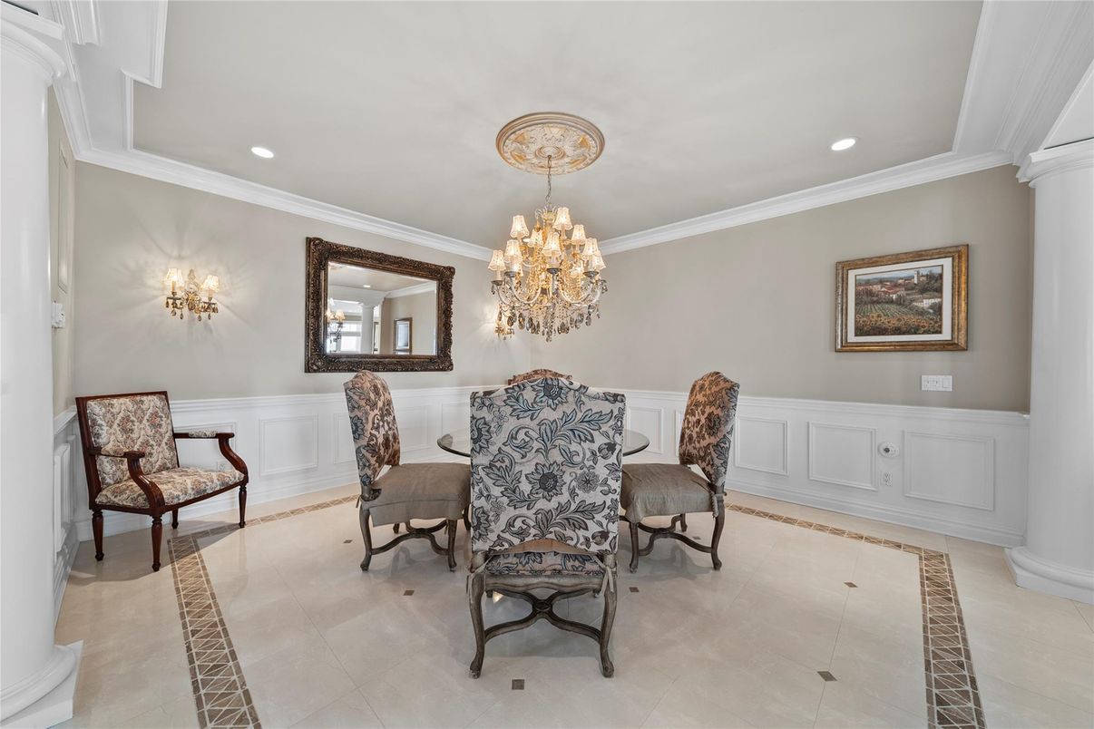 Chandelier, Dining room, Interior, Recessed Lighting