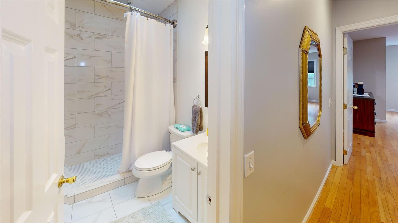 Bathroom, Interior, Marble Walls, Wood Texture Flooring