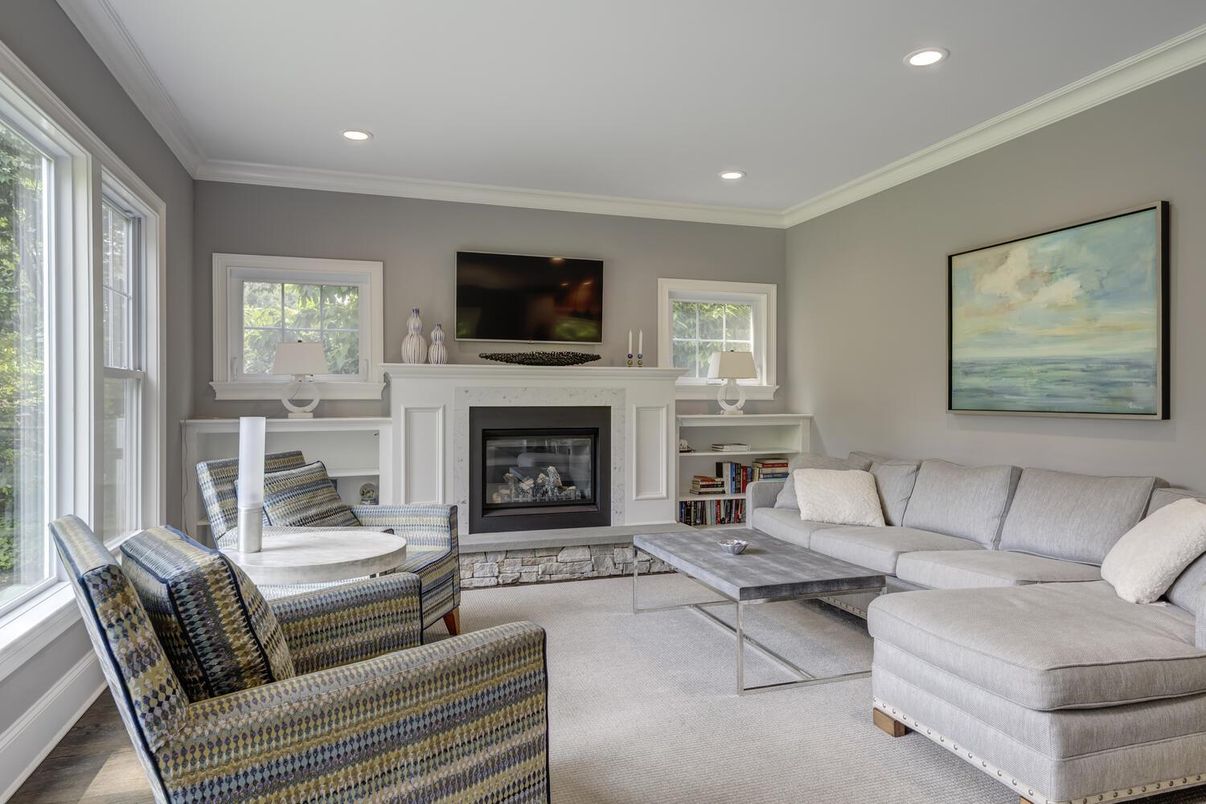 Fireplace, Interior, Living room, Recessed Lighting