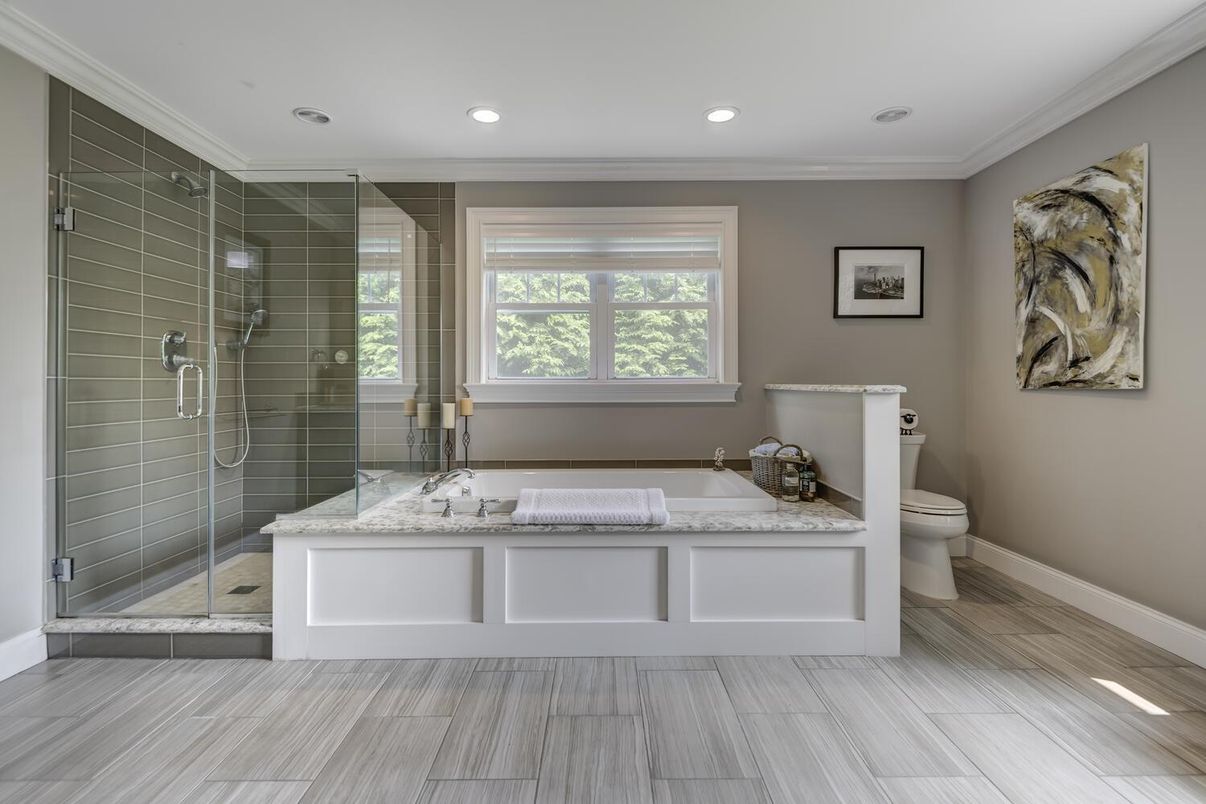Bathroom, Glass Shower, Interior, Recessed Lighting